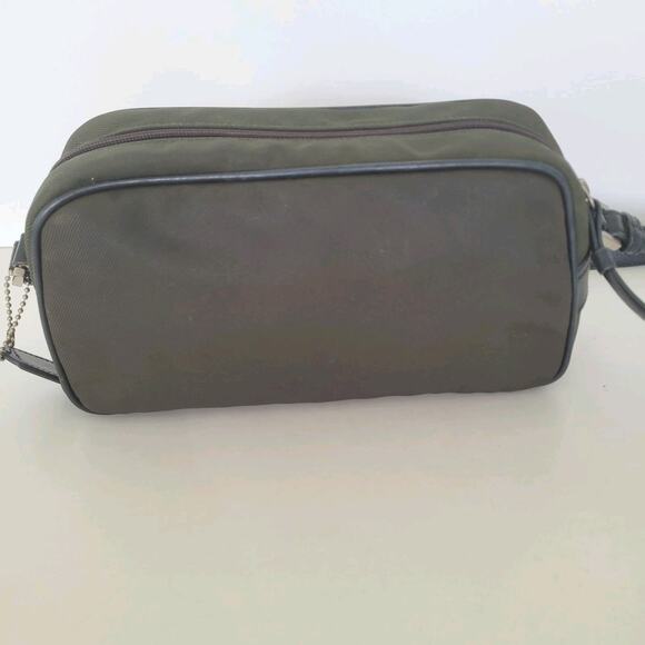 Coach Vintage Nylon Leather Trim Small Green Shoulder Bag Purse Zip Sport - Picture 2 of 14